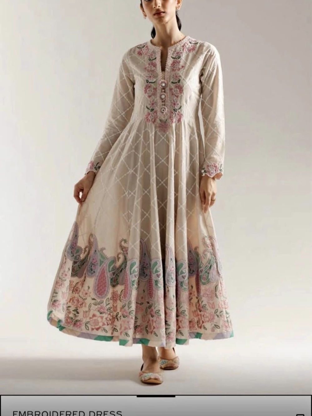 Ethnc Pk Embroidered Dress